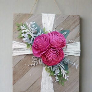 Rustic Floral Cross Board