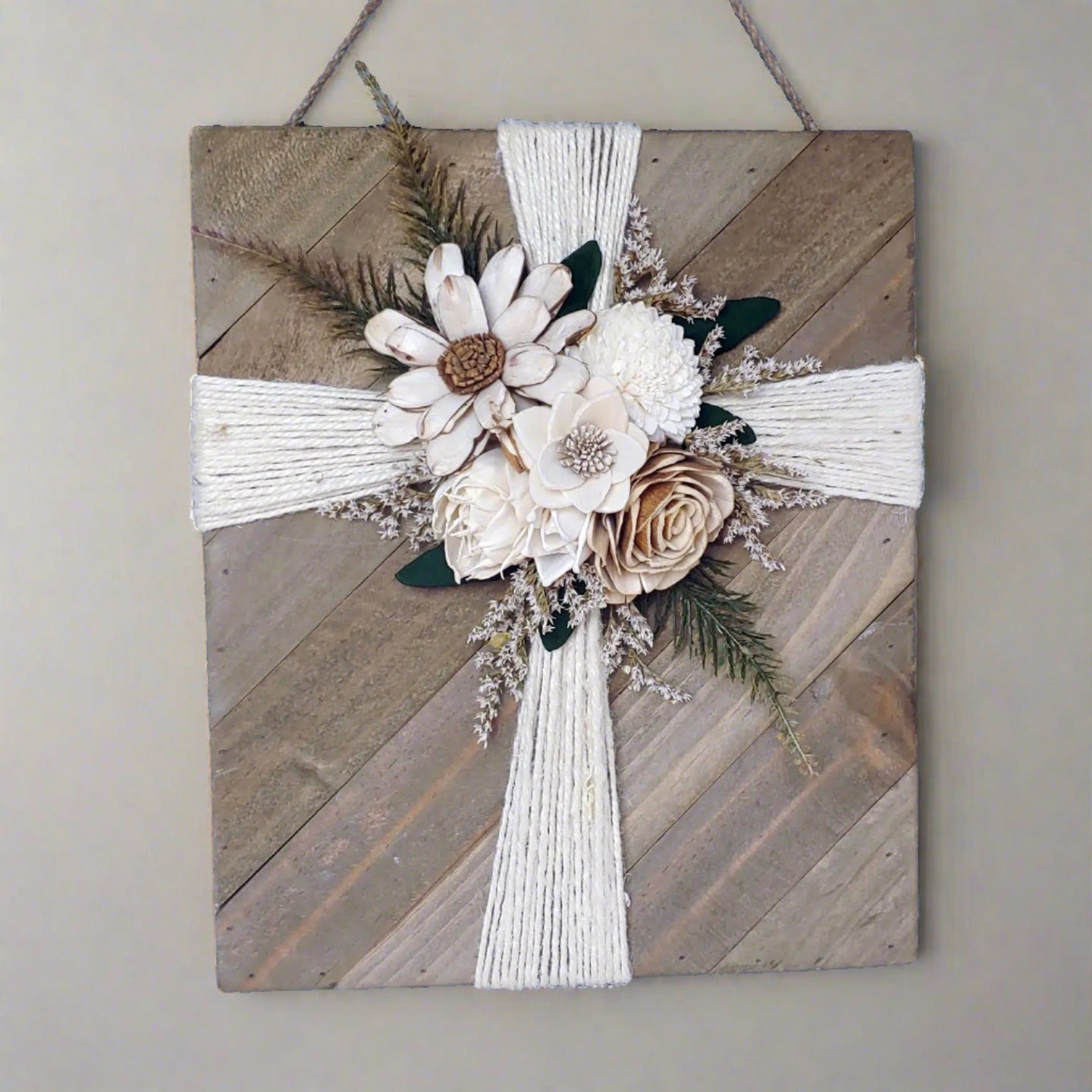Rustic Floral Cross Board