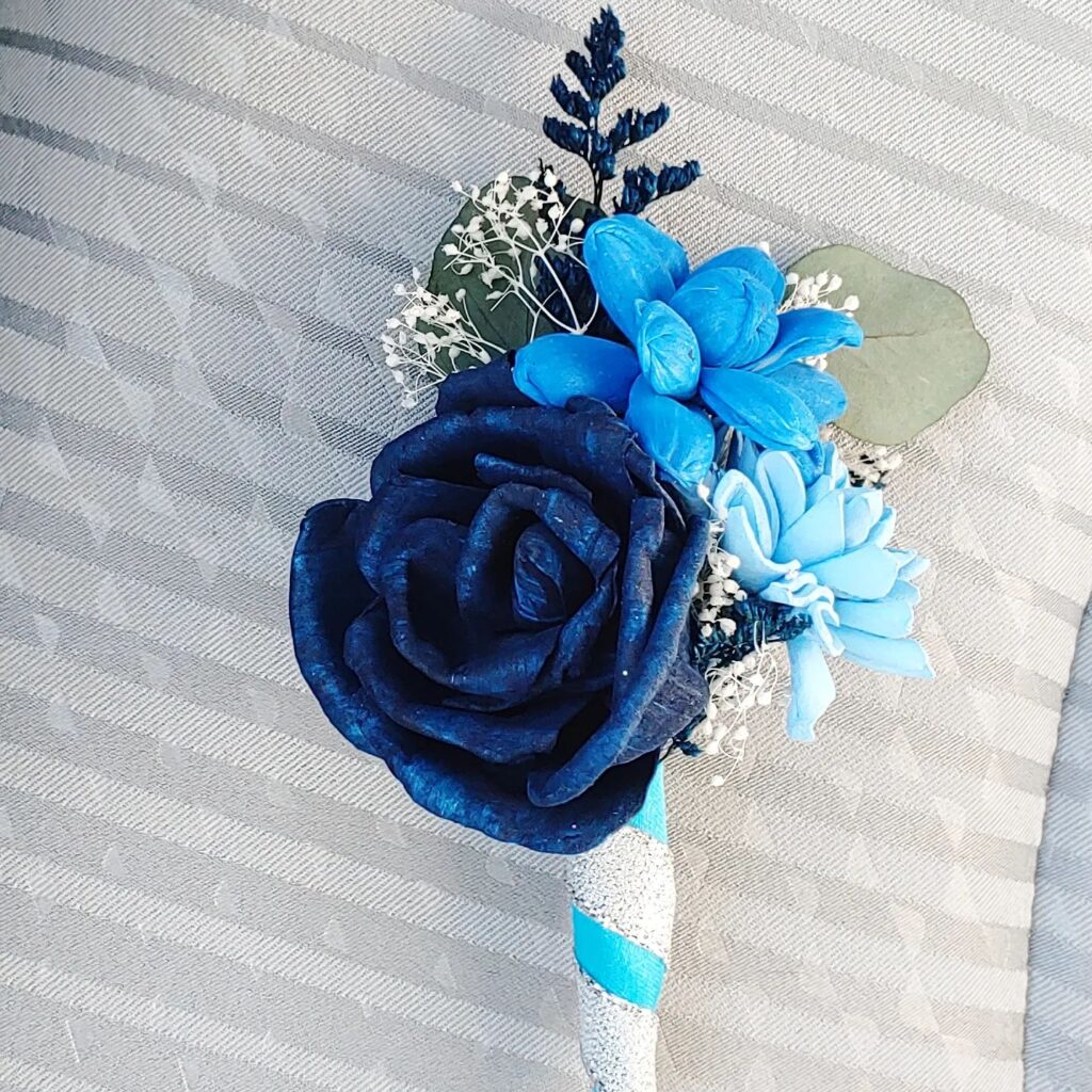 Boutonnieres by Painted Petals, handcrafted sola wood florals, Deltona, Florida