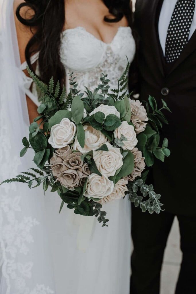 Bridal Bouquets by Painted Petals, handcrafted sola wood florals, Deltona, Florida