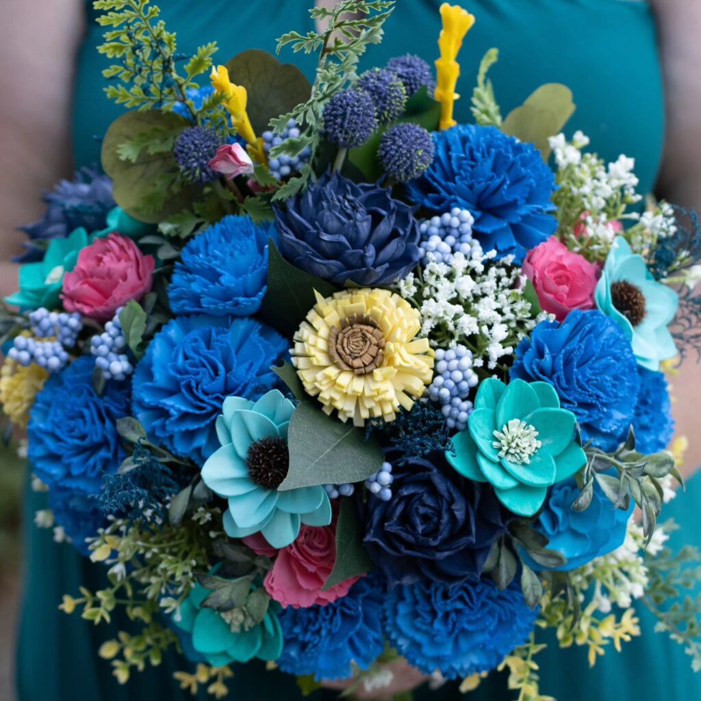 Bridal Bouquets by Painted Petals, handcrafted sola wood florals, Deltona, Florida