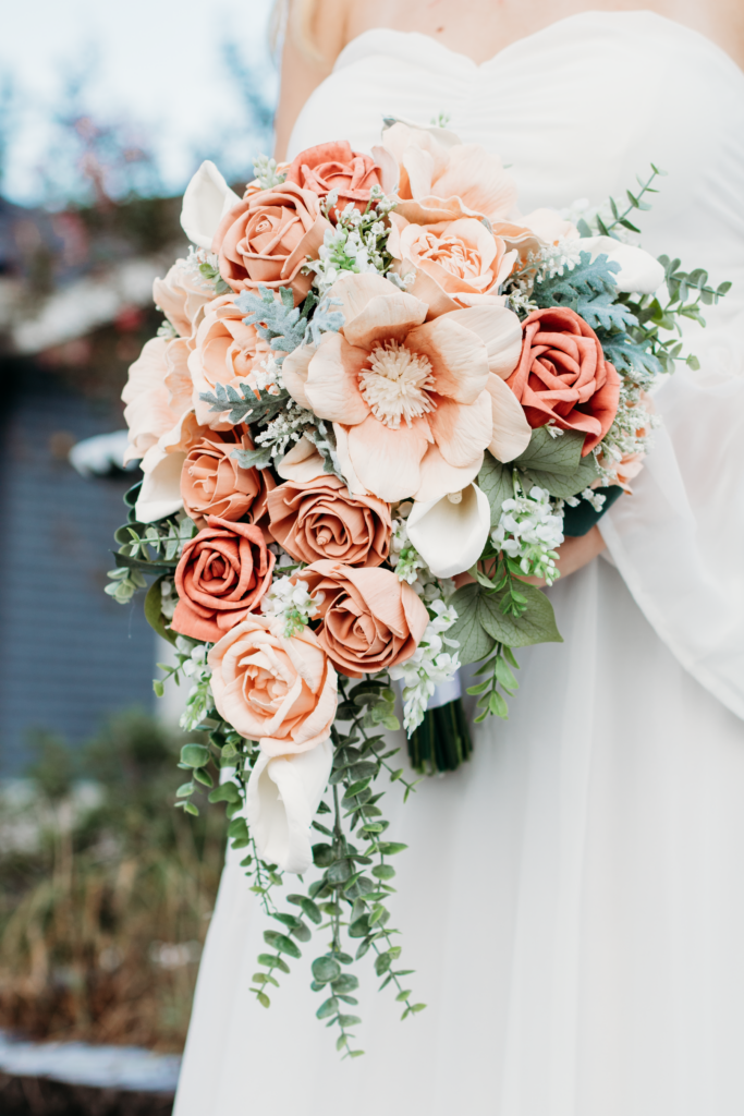 Bridal Bouquets by Painted Petals, handcrafted sola wood florals, Deltona, Florida