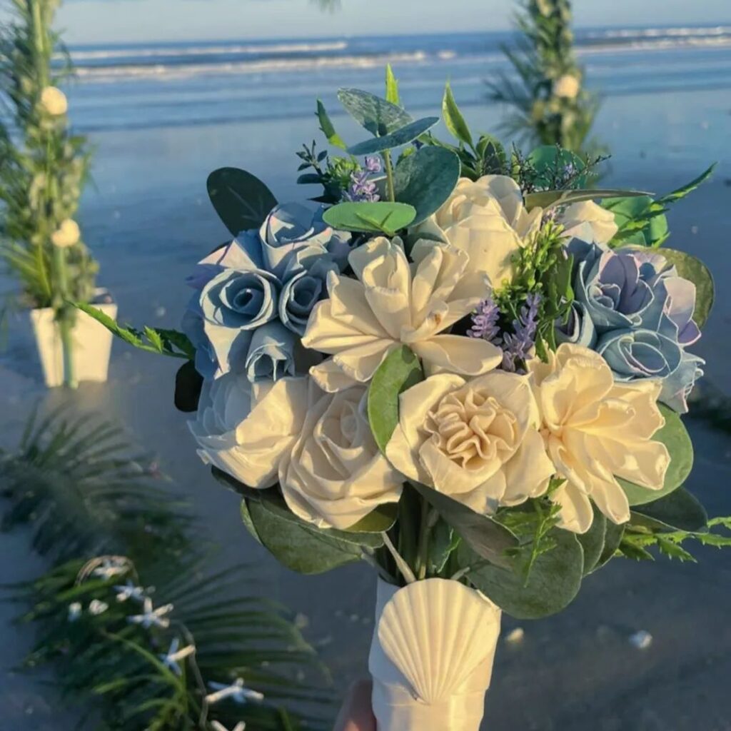 Bridal Bouquets by Painted Petals, handcrafted sola wood florals, Deltona, Florida