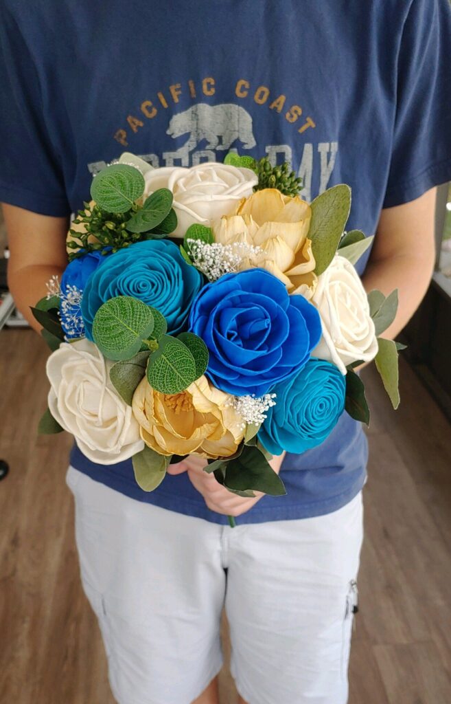 Bridal Bouquets by Painted Petals, handcrafted sola wood florals, Deltona, Florida