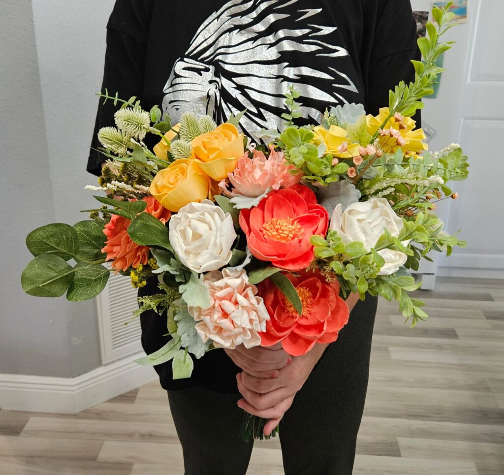 Bridal Bouquets by Painted Petals, handcrafted sola wood florals, Deltona, Florida