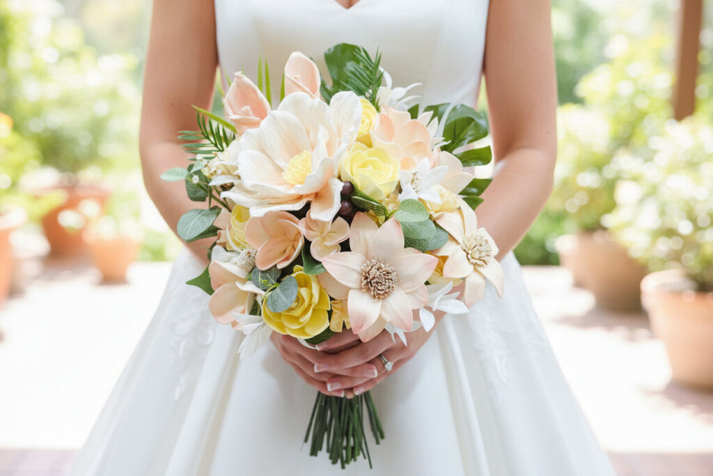 Bridal Bouquets by Painted Petals, handcrafted sola wood florals, Deltona, Florida