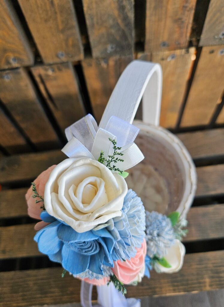 Flower Girls by Painted Petals, handcrafted sola wood florals, Deltona, Florida