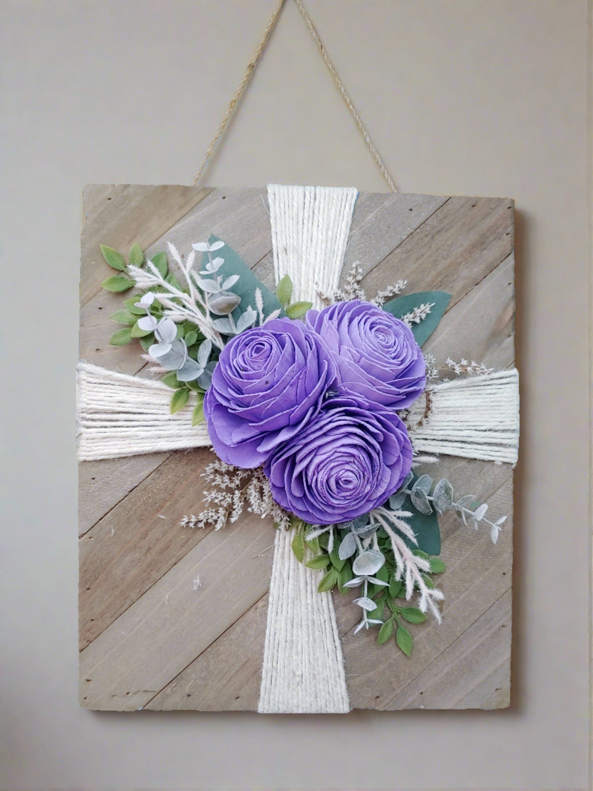 Rustic Floral Cross Board