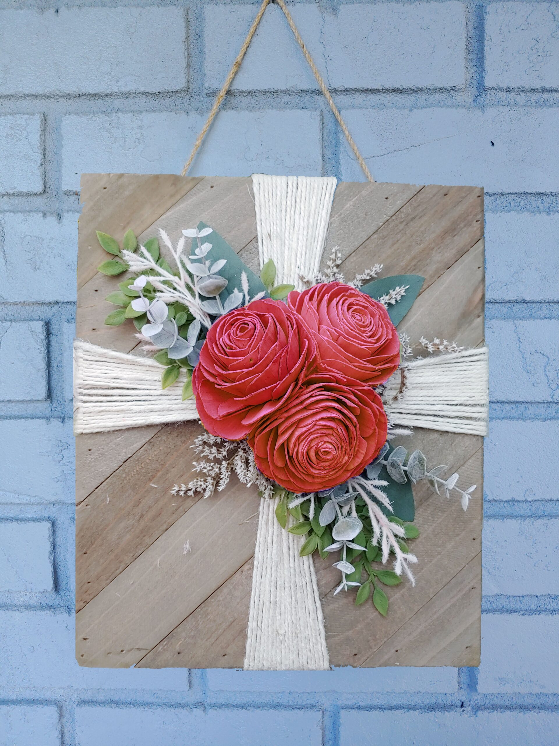 Rustic Floral Cross Board